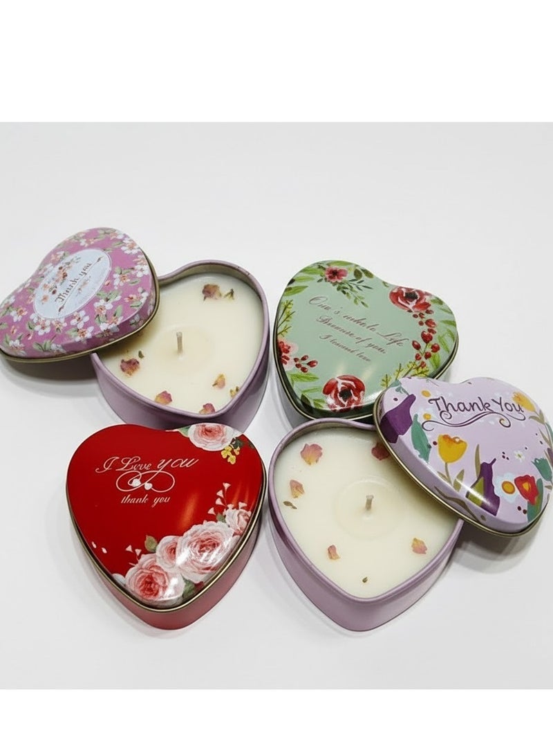 زوبا 4 قطع من فواحة شمعة عطرية معدنية شكل قلب – متعددة الأشكال بروائح جذابة لأجواء دافئة ومريحة - Image 1